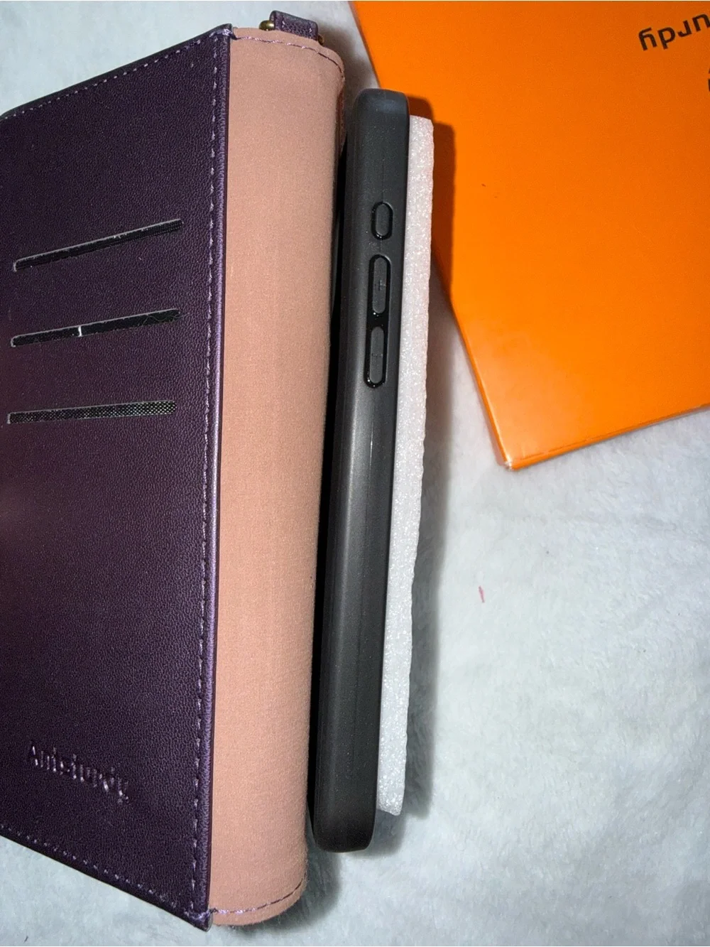 Purple Wallet iPhone 15 Case with Card Slots